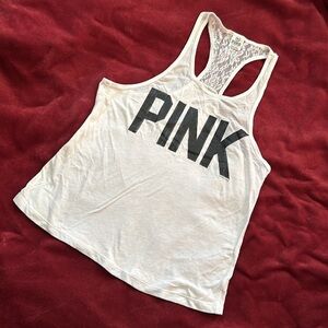 Vintage PINK VS Oversized Lace Racerback Tank Y2K